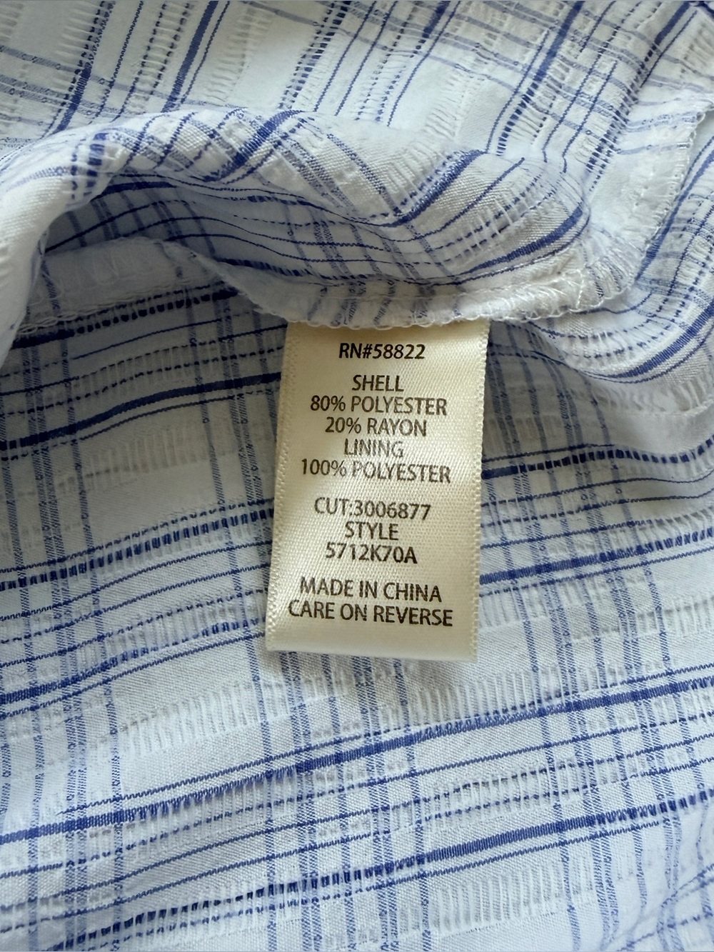 Max Studio Light Blue & White Plaid Puff-Sleeve Peasant Top - Picture 3 of 6